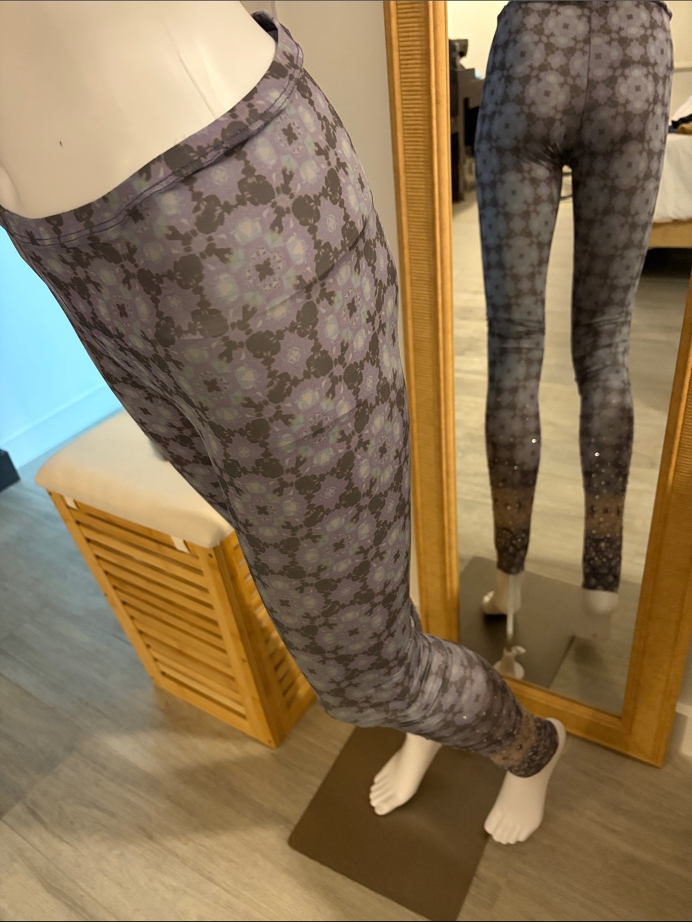 Patrizia Pepe Swarovski rhinestones Lavender Grey skin feel, sheer Leggings.